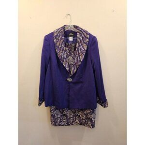 MILANO, PARIS, NY, MILANO Skirt and Jacket Suit Embellished Lace Purple Size 18W
